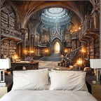 Accnicc Gothic Library Tapestry Medieval Bookshelf Tapestries Wall Hanging Goth Vintage Dark Academia Hall Library Backdrop Extra Large Tapestry for Bedroom Living Room Dorm Classroom 90 x 68 inch