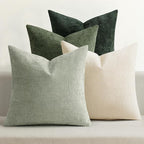 MIULEE Pack of 4 Couch Throw Pillow Covers 16x16 Inch Neutral Green Soft Decorative Chenille Pillow Covers Farmhouse Accent Cushion Covers for Boho Spring Home Decor Sofa Bedroom Living Room