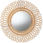 bali & pari Bora Modern Bohemian Natural Rattan Wall Accent Mirror