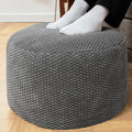 Pouf Ottoman Stuffed High Density Filler Velvet Floor Pouf Round Foot Stool 20 * 12 Inches Ottoman Foot Rest for Living Room, Home Decor (Dark Gray)