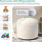 Dual-Size Corduroy Ottoman with Hidden Zipper – Ergonomic Memory Foam Footrest Poufs for Office Desks, Couches & Delicate Floors,Off-White 26"x 18"