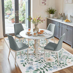 Lahome Reverie 8x10 Blue Boho Dining Room Rug Decor, Washable Area Rug for Living Room, Shabby Chic Floral Floor Carpets for Bedroom, Girls Apartment, Nursery Home Decor