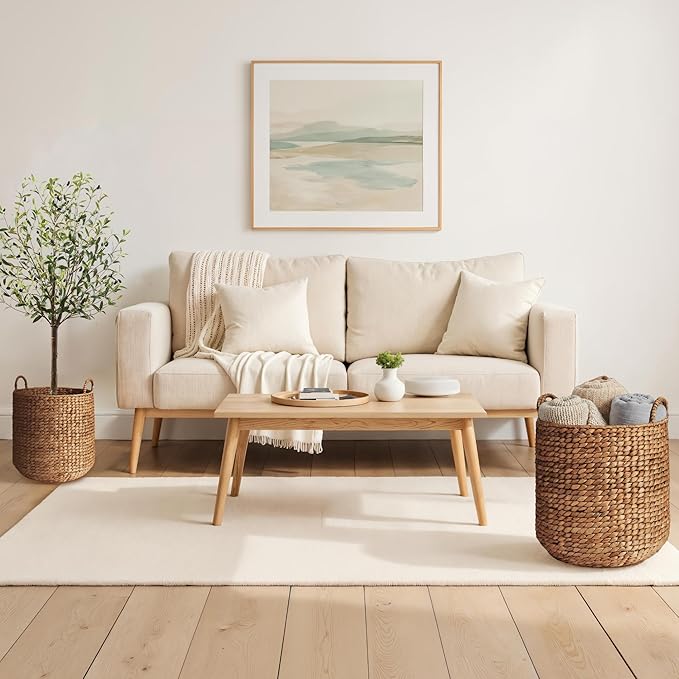 Best Choice Products 2-Piece Round Nesting Baskets W/Handles, Handwoven Water Hyacinth, Plant Holder, Laundry Basket, Storage Organizer, Tote Bins for Bedroom, Living Room, & Laundry Room - Chestnut