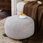 SUTAVIA Pouf Ottoman Cover Unstuffed Pouf Seat Decorative Soft Storage Bean Bag 20x20x8 Inches Floor Footrest for Living Room Bedroom (Light Gray, Round)
