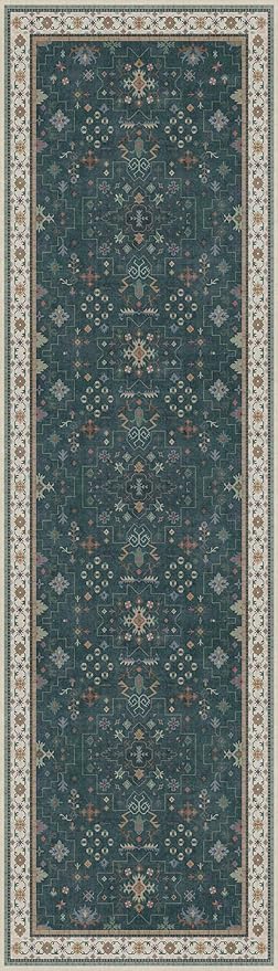 Vintage 2x7 Washable Runner Rug Non Slip for Kitchen, Bathroom, Hallway - Low Pile Stain Resistant 7ft Long Runner Rugs - Victorian Eclectic Floral Pastel Home Decor (2x7 Dark Green)