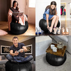 Louis Donné Unstuffed Moroccan Ottoman Pouf Cover, Foot Stool/Ottoman Foot Rest Replacement Cover, Balcony & Indoor Use, 21dia Black (ONLY Cover)