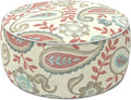 LVTXIII Indoor/Outdoor Inflatable Ottoman with Handle D21 x H9 Inch, Weather-Resistant Round Footstool Pouf for Patio Camping Living Room, Portable Footrest Extra Seating, Paisley Vintage