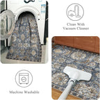 RUGSURE Washable Area Rugs - Perfect for Living Room, Bedroom, Kids Room, Nursery - Stain & Water Resistant Non-Slip, Pet & Child Friendly, Vintage Tribal Area Rugs (Navy, 9' x 12')