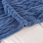 YUSOKI Queen Size Blanket Single Layer,Weight(4.4lb),370GMS-3D Stylish Design for Gift Home Decor (Washed Blue,90"x90")