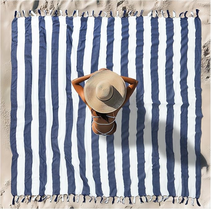 Oversized Turkish Beach Towel Blanket XXL Cotton Sandproof Towels Boho Woven Extra Large Big Sand Free Giant Throw Blankets Huge Quilt XL Picnic Camping Necessities Cloud for Adult Gifts