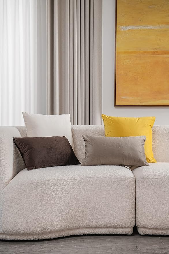Lumbar Pillow Covers 12x20 Taupe: Pack of 2 Cozy Soft Velvet Rectangular Modern Luxury Decorative Throw Pillow Cases for Sofa Couch Living Room Bed Home Decor