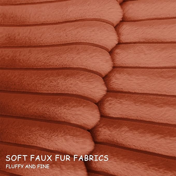 2 Pack 24x24 Pillow Cover Velvet Pillow Covers, Faux Fur Square Throw Pillow Covers for Living Room Decorations Throw Pillow Case, Throw Pillow Cover Cushion Cover for Home Sofa Bedroom Car, Rust