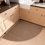 Fan Shaped Kitchen Mat 1 PCS, Cushioned Non Slip Rugs for Kitchen Floor, Absorbent Runner Comfort Standing Mats Washable for Kitchen, Office, Home (Brown, Radius 47")