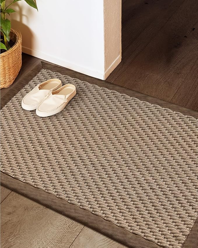 Color&Geometry Handwoven Jute Entry Rug - Natural Textured Front Door Mat 24"x36", Non-Slip Durable & Eco-Friendly Doormat for High-Traffic Entrance, Rustic Farmhouse Welcome Mat, Jute Tan