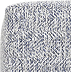 SIMPLIHOME Nate Square Pouf - 18 inch Wide Upholstered Handwoven Cotton Ottoman in Denim Melange, Boho Footstool or Extra Seating for Living Room or Bedroom with Polystyrene EPS Beads, Assembled