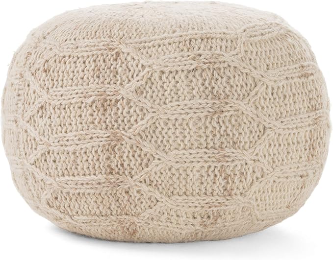 Christopher Knight Home Malibu Fabric Pouf, Ivory