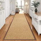 Washable Hallway Runner Rug 2x8 Jute Like Kitchen Runner Mat Rugs Non Slip, Woven Soft Entryway Farmhouse Runner Boho Floor Carpet for Indoor Laundry Hall Backdoor Bedroom Living Room, Brown