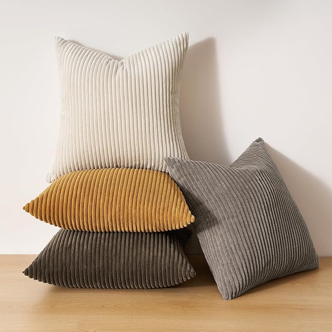 Topfinel Decorative Brown Throw Pillow Covers Cushion Cases, Set of 4 Soft Velvet Modern Double-Sided Designs, Rustic Home Decor, Pillow Inserts Not Included (16x16 inch)