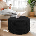 Ottoman Foot Rest, Home Decor, Bedroom Decor, Ideal for Living Room, Comfortable Floor Pouf,Ottoman Foot Rest for Armchair Bean Bag,Floor Cushion, Footstool, 12x20 Inch (Black Pouf With Filler)