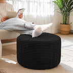 Ottoman Foot Rest, Home Decor, Bedroom Decor, Ideal for Living Room, Comfortable Floor Pouf,Ottoman Foot Rest for Armchair Bean Bag,Floor Cushion, Footstool, 12x20 Inch (Black Pouf With Filler)