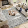 6x9 Area Rugs for Living Room Bedroom, Large Washable Rug, Grey Vintage Abstract Boho Rug, Non Slip & Low Pile Faux Wool Carpet for Indoor Dining Room, Farmhouse and Kids Room(Grey 6x9ft)
