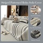 Striped Couch Cover Blankets, Boho Couch Covers, Sofa Blanket Cover for Dogs, Large Couch Covers for Loveseat Sofa, Chenille Sofas Covers Washable Sectional(1pc/Light Grey/71 x 118)