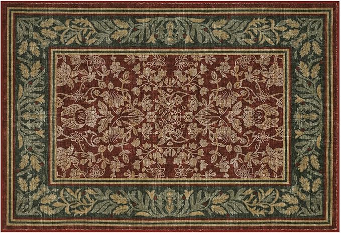 GarveeHome Christmas Rug 2x3 Boho Vintage Rugs Non Slip Front Door Rug for Entryway, Washable Indoor Kitchen Rugs Low-Pile Stain Resistance Small Door Mat Holiday Decor for Bedroom Red