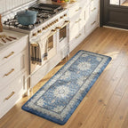 Collive Cushioned Kitchen Floor Mats, Anti Fatigue Kitchen Mats for Floor Non Slip Waterproof Sink Rugs, Comfortable Standing Desk Mat for Office, Laundry Room, 17"x47"-Blue