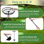 Tellingyou 4 Pack Adjustable Outdoor Flower Pot Stand, Metal Outdoor Plant Stands, Spring Summer Versatile Plant Stand Garden Stake for Display Plants, Elegant Solution for Landscaping Decor (Black)