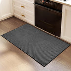 2x3 ft Indoor Door Mat Entryway Rug Non Slip Boho Woven Washable Small Area Rugs Runner, Front Entry Rug Entrance Doormat for Hall Porch Bathroom Kitchen Bedroom, Easy Clean, Black 24"x36"