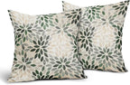 Kawani Green Dahlia Throw Pillow Covers 22x22 Inch Rustic Geometric Flower Decorative Square Pillow Cases Beige Tan Gray Floral Cushion Covers Farmhouse Home Decor for Sofa Couch Outdoor Set of 2