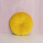 Roslynwood Shelly Round Solid Lemon Velvet Chair Cushion Couch Pumpkin Throw Pillow Home Decorative Seashell Floor Pillow, 16x16 inch