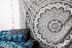 ANJANIYA Ombre Wall Hanging Bohemian Tapestry, Metallic Wall Art Bedspread, Psychedelic Hippie Mandala Dorm Décor for Hanging, Bedding, Beach Coverlet Curtain, Grey Black, 54"X60"