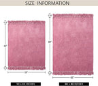 Chenille Throw Blanket for Couch 50"X 60", Soft Cozy Throws with Fringe Tassel for Bed Sofa Chair Cover, Lightweight Knitted Decorative Boho Blankets for Living Room, Rose Pink