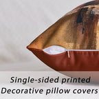 Qahing Burnt Orange Abstract Pillow Covers 16x16 Abstract Rust Art Painting Decorative Throw Pillowcase Modern Artwork Square Couch Cushion Cover for Living Room Sofa Accent Home Decor, Set of 2