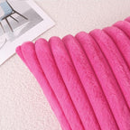 Pallene Faux Fur Plush Lumbar Throw Pillow Covers 12x20 Set of 2, Luxury Soft Fluffy Striped Decorative Pillow Covers for Sofa, Couch, Living Room, Hot Pink