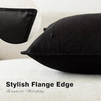 Foindtower Pack of 2, Decorative Linen Soild Throw Pillow Covers Soft Accent Lumbar Cushion Case Boho Farmhouse Pillowcase for Chair Couch Sofa Bedroom Living Room Home Decor 12 x 20 Inch Black