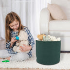 Cotton Rope Basket For Girls Boys Kids 16”X14” Baby Laundry Basket Nursery Bin Round Woven Baskets Organizer For Storage Toys Blankets Shoes Clothes dark green