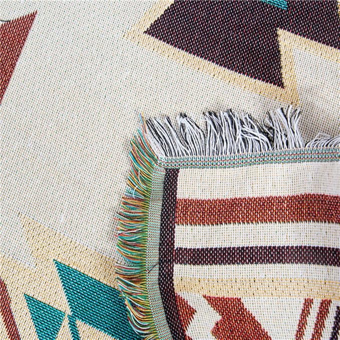 Boho Throw Blankets Southwest Native American Inspired Reversible Woven Blankets Cover Hippie for Couch Bed Recliner Sofa Bohemian Tapestry Colorful Furniture Cover for Home Décor,Double Side, 50"x70"
