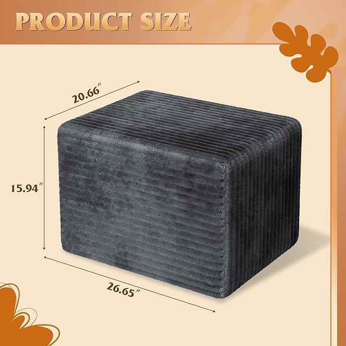 WLIVE Pouf Ottoman Foot Rest, Square Bean Bag Ottoman Coffee Table for Living Room, Grey