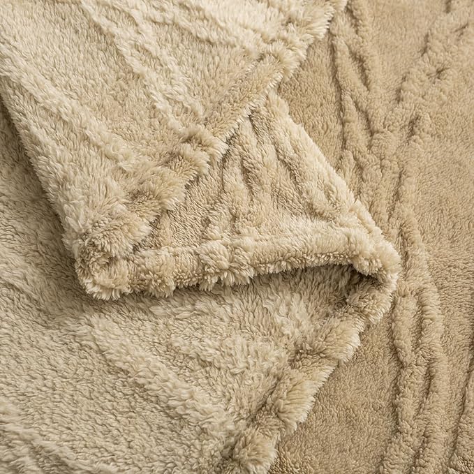 YUSOKI Queen Size Blanket Single Layer,Weight(4.4lb),370GMS-3D Stylish Design for Gift Home Decor (Tan,90"x90")