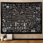 Classroom Tapestry for Science Lab Backdrop Decorations, Math Science Theme Table Cloth Tapestries Wall Hanging for Bedroom College Dorm Living Room School Decor 60X40", Education Poster Blanket