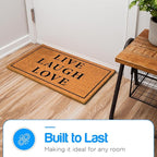 PLUS Haven Coconut Coir Home Entrance Door Mat – 17.5" x 30" | Live Laugh Love Heavy-Duty Doormat for Indoor & Outdoor Use | Durable & Eco-Friendly