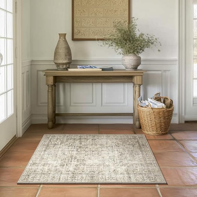 Machine Washable Throw Rugs for Entryway: Door Mat Indoor Entrance 2x3 Small Rug Stain Resistant Non-Slip Low Pile Soft Carpet for Kitchen Front Door Indoor Entry Bathroom Bedroom