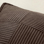 MIULEE Decorative Throw Pillow Covers for Couch Bed Livingroom 20x20 Inch Set of 2 Dark Brown Boho Accent Throw Pllows Broadside Striped Patchwork Soft Corduroy Pillowcases