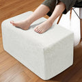 Rectangular Pouf Ottoman, Stuffed Floor Pouf with Foam Chunk Filling, Soft Coral Fleece Furry Foot Rest Stool, Multi-Use Ottoman for Living Room, White