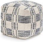 Anji Mountain Pouf Ottoman Foot Rest, Handmade Ottoman Pouf, Comfortable Foot Stool, Decorative Floor Seating for Living Room Decor, Bedroom & Home Décor Accent - Ash Lattice