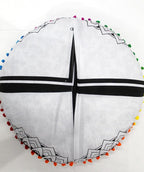 CRAFT KALA 32" Large Round Bohemian Floor Pillow Pouf Cover Mandala Meditation Room Pillow Cover for Adults Boho Seating Poufs Cushion Cover for Kids Playroom Black Hamsa Hand