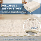 GarveeHome Scalloped Washable Runner Rug 2x6 Non Slip Kitchen Rugs Modern Beige Indoor Entryway Rug Farmhouse Soft Bath Mat Stain Resistant Carpet for Bedroom Hallway Laundry 2 ft x6 ft Beige