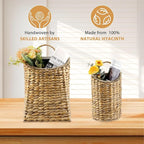 2 Pack Woven Hanging Basket Set, Wicker Wall Baskets Handmade Seagrass Planters for Front Door, Garden, Farmhouse Home Decor